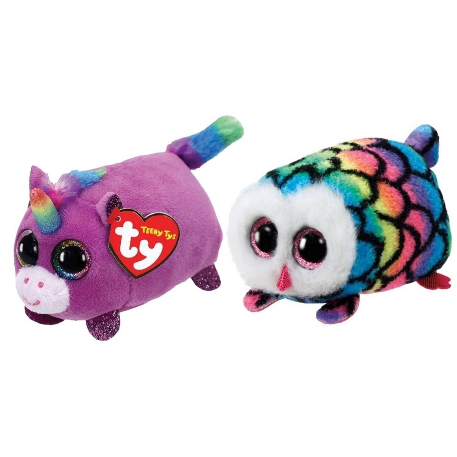 TY - Knuffel - Teeny s - Rosette Unicorn & Hootie Owl - 2023 - Meerkleurig