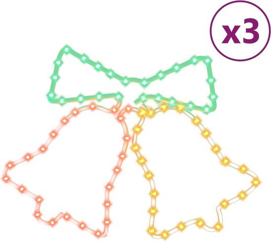 vidaXL Kerstfiguren klokken met 72 LED's 3 st 50x56 cm