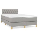 VidaXL Boxspringbed met matras, lichtgrijs, 140x190 cm, gestoffeerd