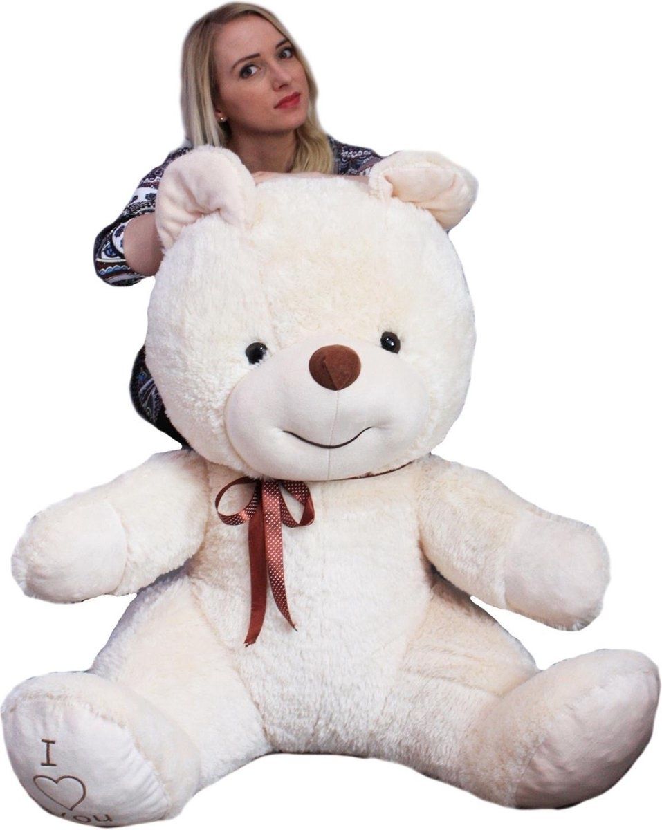 Viking Choice Grote knuffelbeer - I love you - Crème - 160cm