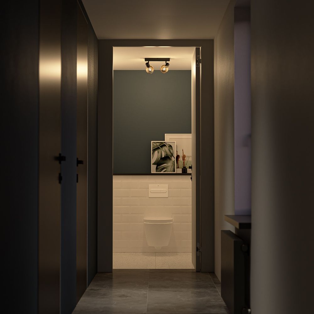 HOFTRONIC™ Glazura LED Plafondlamp Glazen Bollen Amberkleurig 2 Spots Kantelbaar Draaibaar Zwart E14-fitting IP20