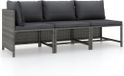 vidaXL 3-delige Loungeset met kussens poly rattan grijs