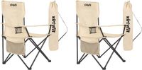 VirtuFit Opvouwbare Camping Stoel - Set van 2 - Strandstoel met Armsteunen - Beige