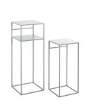HAKU Bijzettafels set van 2 grijs metaal salontafels klein - Maat: B 26/30 cm x H 63/85 cm x D 26/30 cm, Stijl: Modern