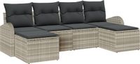 vidaXL Tuinbank Set Lichtgrijs Polyrattan 6-delig