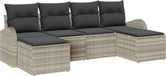 vidaXL Tuinbank Set Lichtgrijs Polyrattan 6-delig