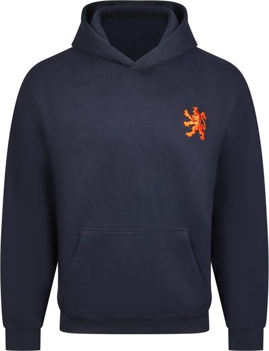 O.Leo - Blauwe Hoodie heren & dames - Maat M - Oranje leeuw - Premium katoenmix - Unisex