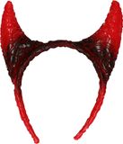 Merkloos / Sans marque Bristol Novelty Halloween diadeem - duivel hoorntjes - rood/zwart - kunststof - tiara/haarband