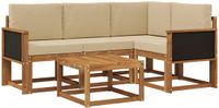 vidaXL Hoek loungeset 4 zitplaatsen Polyester Natuurlijk en Beige