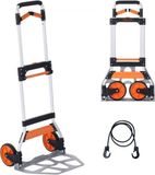Merkloos Opvouwbare steekwagen - Handtruck - Telescopische handgreep - 125kg draagvermogen
