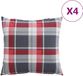 vidaXL - Coussin de banc - 4 pièces - Rouge - à carreaux - 60x60 cm - Tissu