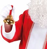 Merkloos Père Noël clochette de 13 cm - 2x pièces - Clochette de table - rouge/or - bois/métal - Sonnailles