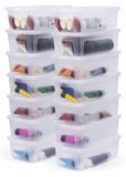 Iris Ohyama, petite boîte de rangement en plastique avec couvercle incurvé et fermeture à clip, 5L, set de 14, emboîtable, empilable, sans BPA, chambre, bureau, salon, MCB-5, transparent