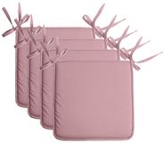Stof Textile Home stoelkussens - 4x - oud roze - 38 x 38 x 3 cm - voor binnen - touwtjes sluiting - zitkussens plat - vierkant
