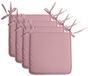 Stof Textile Home stoelkussens - 4x - oud roze - 38 x 38 x 3 cm - voor binnen - touwtjes sluiting - zitkussens plat - vierkant