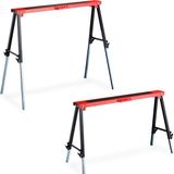 Relaxdays Schraag set van 2 - In hoogte verstelbaar - 64 - 91,5 cm - Tot 150 kg - Inklapbaar - Metaal - Rood, Zwart, Zilver