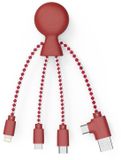 Xoopar - Mr Bio LONG 3-in-1 Laadkabel – USB-A & USB-C naar USB-C, Lightning & Micro-USB – 1 m – Rood