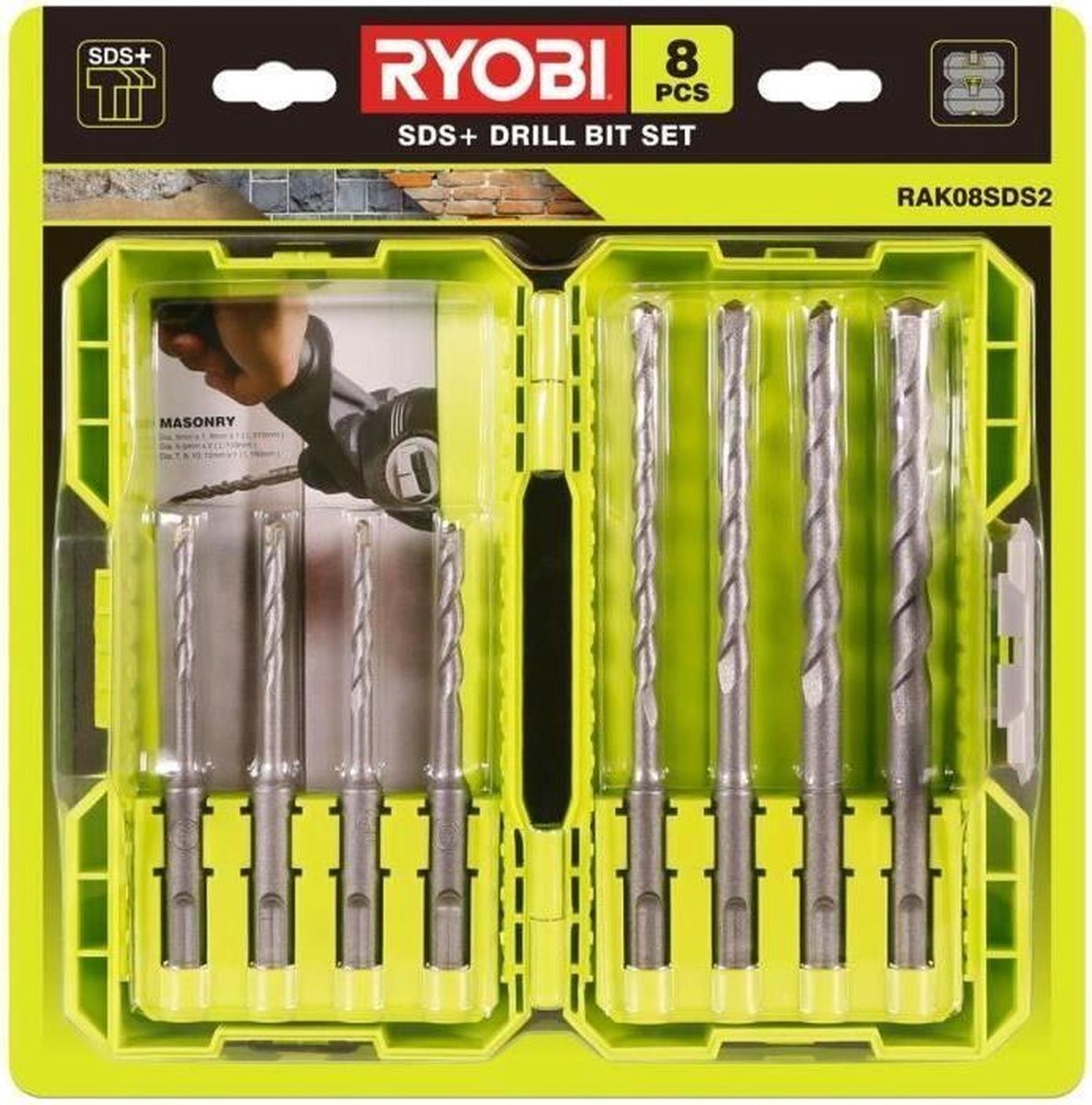 Ryobi stapelbare doos 8 SDS + boorbits