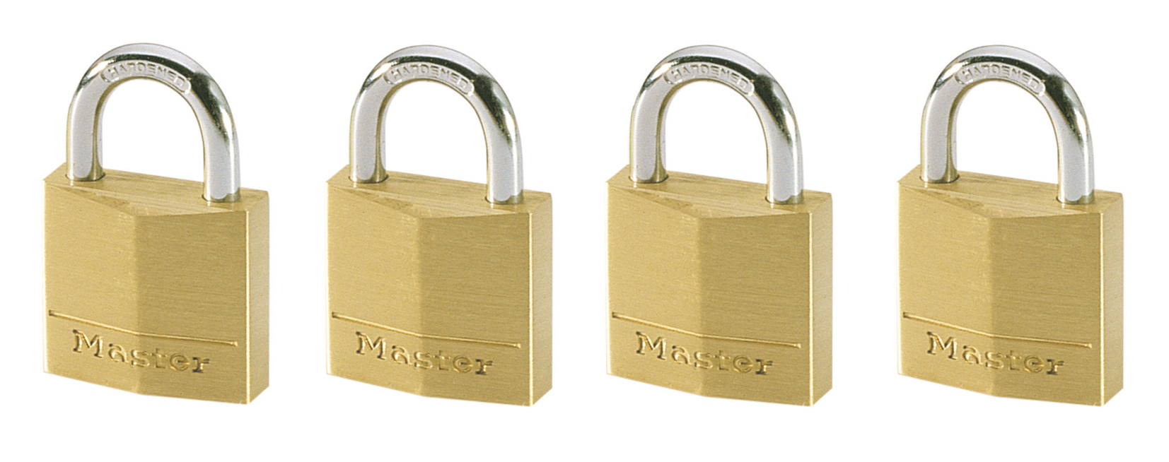 Masterlock Hangslot met 20 mm breed huis van massief messing; verpakking van 4