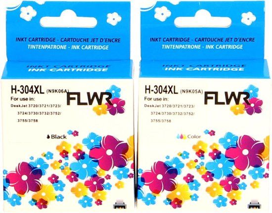 FLWR - Inktcartridge / 304XL 4-pack Zwart en Kleur - Geschikt voor HP - 8719551021755