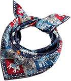 Roeckl Sjaal Lucky Elephant 53x53cm Zijde Navy / Red Gebloemd Vrouwen