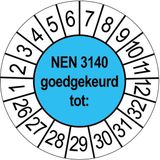 Merkloos / Sans marque Ricard Keuringsstickers NEN 3140 Goedgekeurd tot | 500 stuks, Ø 35 mm | Blauw