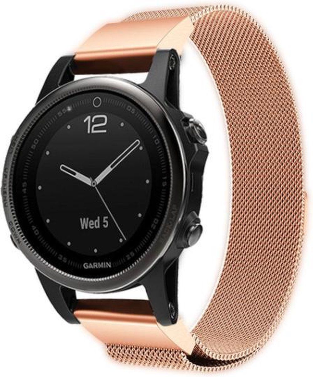 Strap-it Garmin Fenix 5s / 6s Milanese band - rosé goud