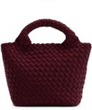 Manfield Burgundy mini gevlochten handtas