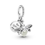 Pandora Passions Glow-in-the-Dark Vuurvliegje Armband van sterlingzilver met melkgroen fotoluminescerend glas