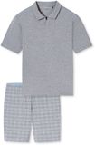 SCHIESSER Pyjama kort Heren Geruit Jacquard Admiraal