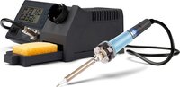 Velleman Soldeerstation met lcd-display en keramisch verwarmingselement, 48 W, temperatuurbereik 150-450 °C, comfortabele handgreep, geschikt voor professionals of doe-het-zelvers, grijs