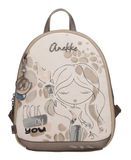 Anekke Olympia kleine wandelrugzak, beige en bruin, 26 x 30 x 10 cm, met ritssluiting en binnenzakken