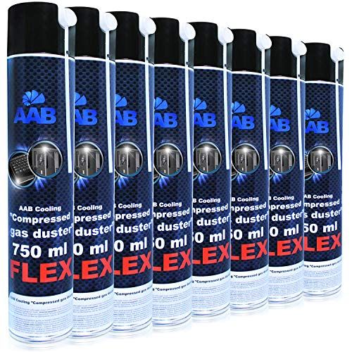 AABCOOLING Compressed Gas Duster FLEX 750ml - Set of 8 - Air Duster With a Flexible Tube, Laptop Cleaner, Compressed Air Can, Air Blower, Air Spray
