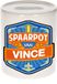 Bellatio Decorations Kinder spaarpot met naam - Vince - keramiek - met dop - wit