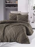 Nuit Des Rêves Ranforce Single XXL Quilt Cover-set, 100% katoen, 155 x 220 cm, machinewasbaar, 145 draden count, bruin/wit en zwart/oranje, elegant design