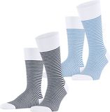 Esprit Fine Line 2-Pack Sokken Heren Blauw Maat 39-42 Gestreept Katoen