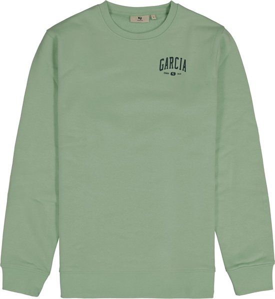 GARCIA Heren Sweater Groen - Maat M - Katoen - Ronde Hals - Lange Mouw - Regular Fit - Lente/Zomer 2024