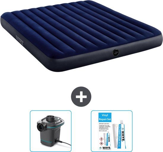 Intex Luchtbed - 2-Persoons - 183 x 203 x 25 cm - Blauw - Inclusief Reparatieset