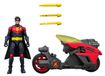 Figurine et véhicule Robin, 16,5 cm, avec moto. Inclut Jet DC Premier, triple canon et lance-projectiles. Convient aux enfants à partir de 4 ans