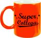 Bellatio Decorations - Super collega tekst koffiemok - cadeau beker - 300 ml - oranje - werk - bedankt - kantoor - keramiek