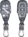 kwmobile autosleutel hoesje geschikt voor Ford 3-knops autosleutel Keyless Go - Autosleutel behuizing - Case in taupe / wit / donkergrijs - Magnolia design