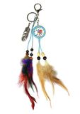 Pracht Creatives Hobby 5974-03205 Dromenvanger knutselset met sleutelhanger in lichtblauw met bruine veren, totale lengte ca. 30 cm, sleutelhanger ook om aan tas te bevestigen
