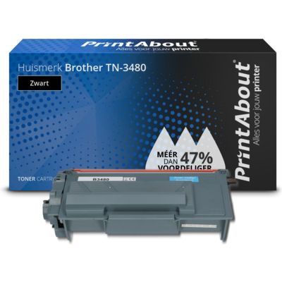 PrintAbout Huismerk Brother TN-3480 Toner Zwart - Compatibel - 9000 pagina's