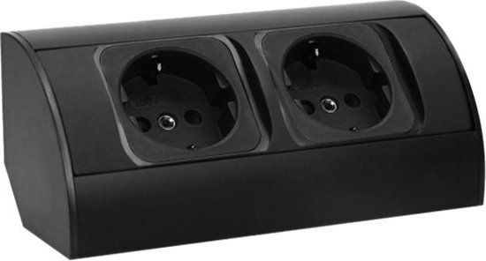 Orno Hoekstekkerdoos - 2 stopcontacten - Zwart