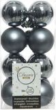 Decoris Kerstballen - 16 stuks - 4cm - Kunststof - Grijs/Blauw