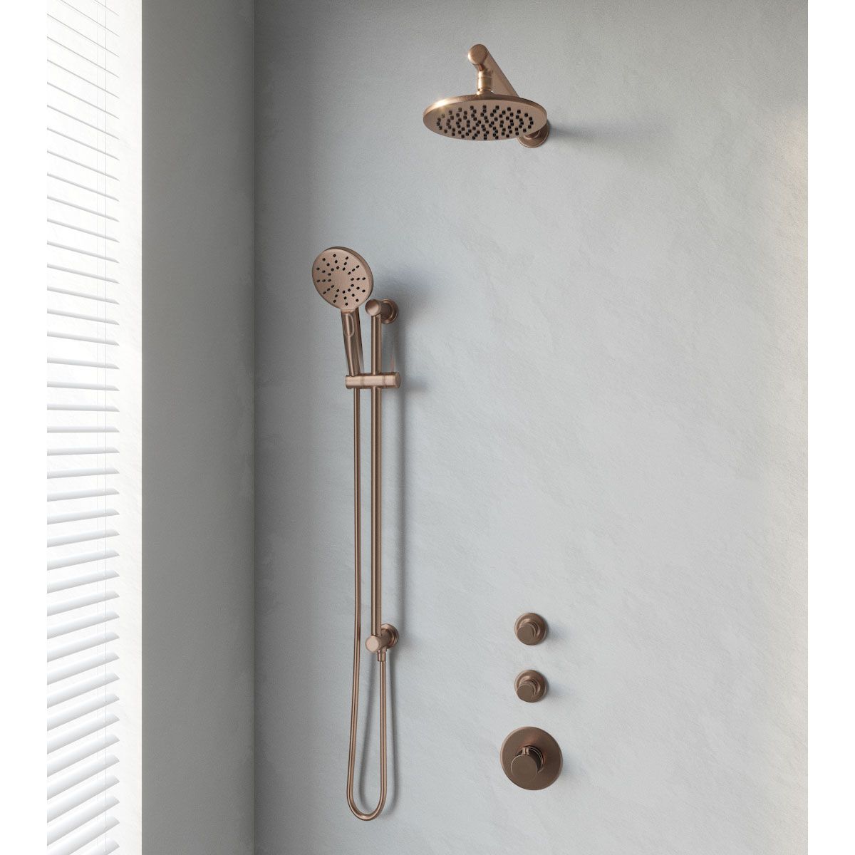 Brauer Thermostatisch Inbouwdoucheset Koper 20cm Hoofddouche 3 Standen Handdouche