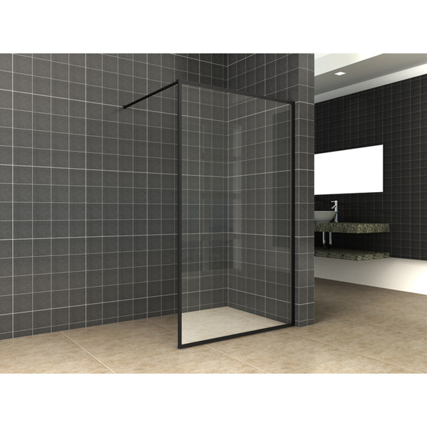 Wiesbaden Square inloopdouche 90x200cm 10mm glas met NANO coating Mat Zwart 20.3311