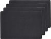 Zeller placemats lederlook - 6x - 45 x 30 cm - zwart - vegan leer - tafel onderleggers