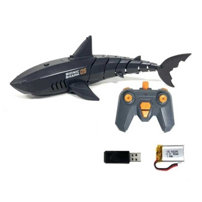 DZQ Bestuurbare Mechanische Haai met Afstandsbediening - RC Speelgoed Robot Vis Zwart