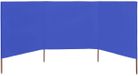 Merkloos / Sans marque A-Brand Windscherm voor Strand & Camping - 400 x 120 cm - 3 Panelen - Azuurblauw - Inclusief 4 Houten Palen - Duurzaam & Inklapbaar